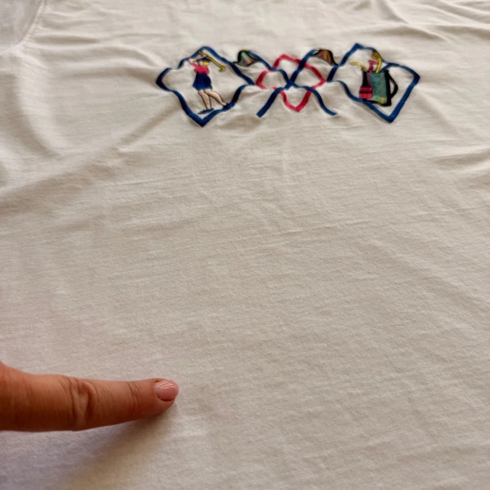 Golf Embroidered T-Shirt Womens L White Short Sleeve Preppy 90s vintage Golfcore - Picture 3 of 3